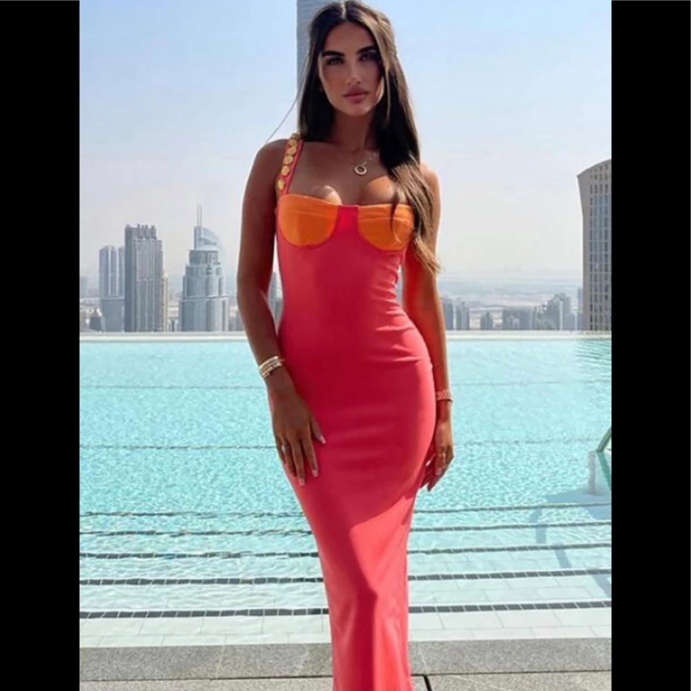 Evening dress, cocktail dress, open back long dress